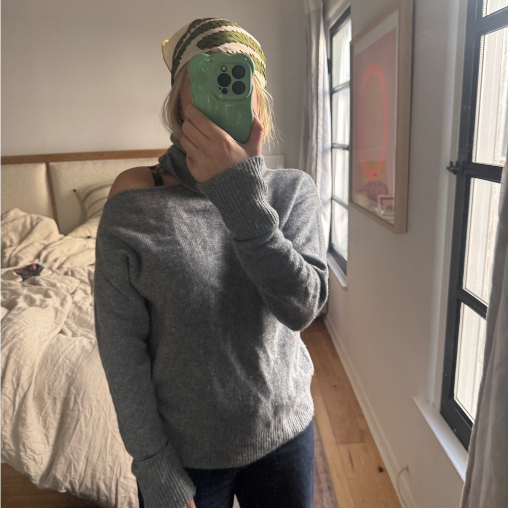 PAIGE Heather Gray cold shoulder Sweater